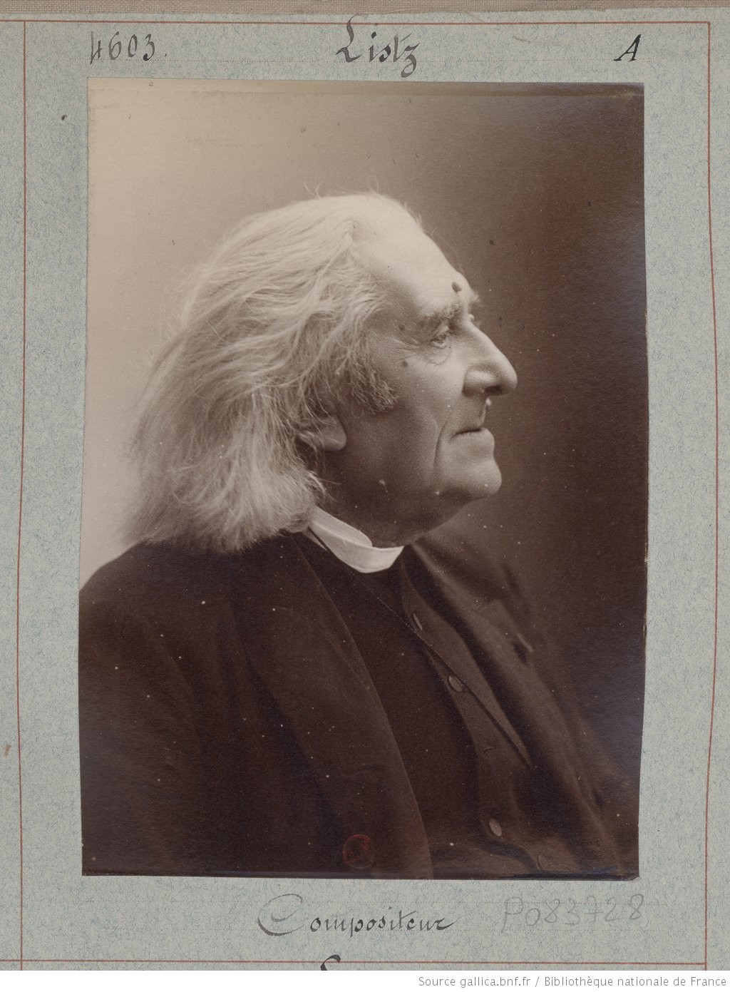 Liszt portrait number 2 in black and white taken by Nadar