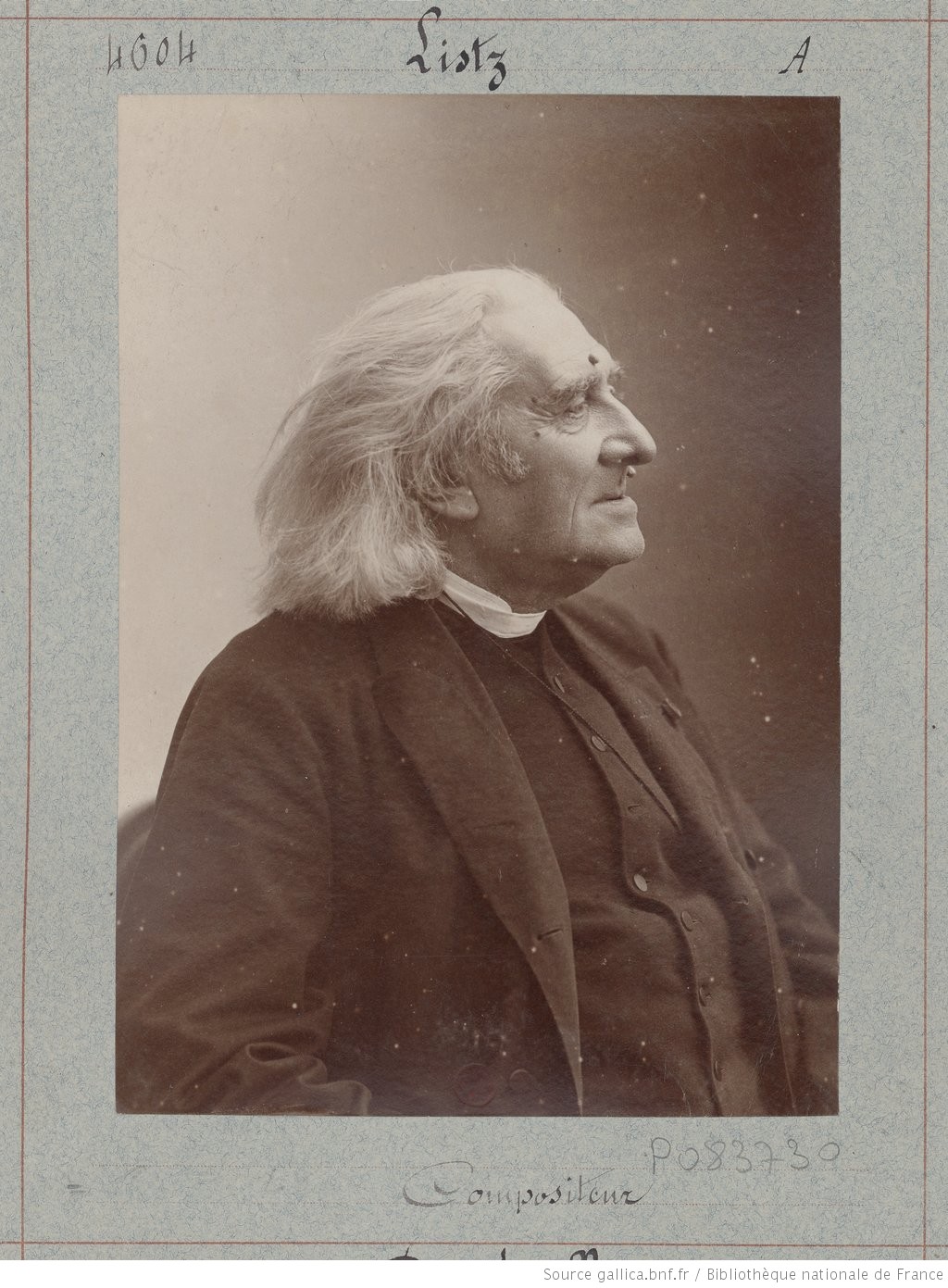 Liszt portrait number 4 in black and white taken by Nadar