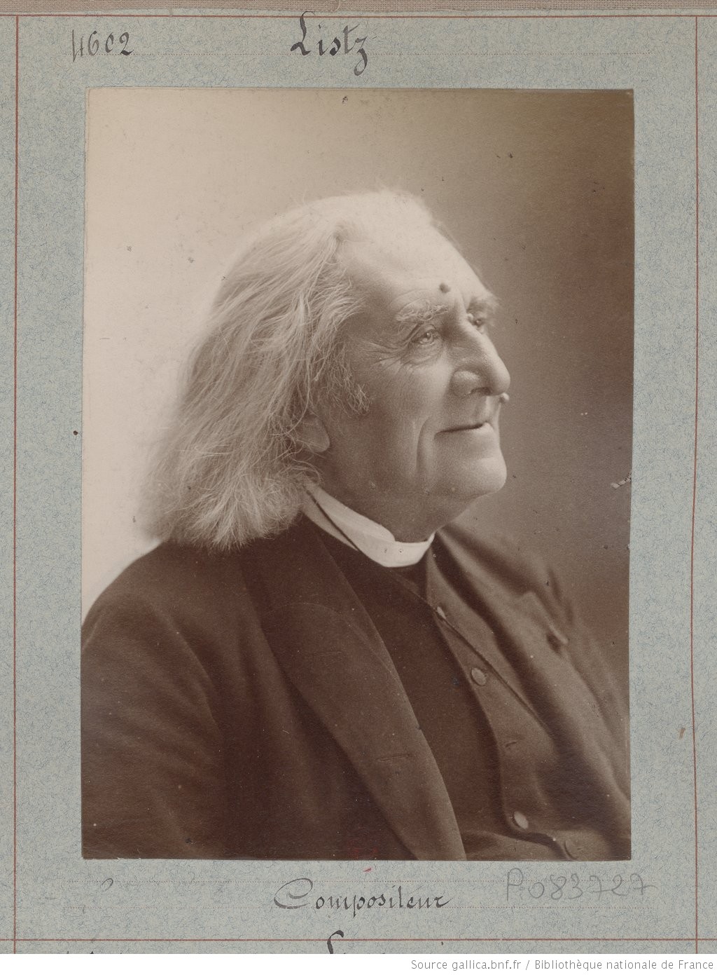 Liszt portrait number 5 in black and white taken by Nadar