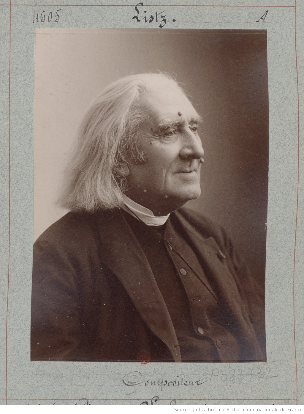 Liszt portrait number 6 in black and white taken by Nadar