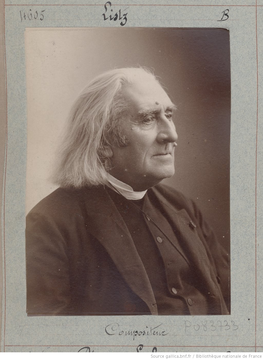Liszt portrait number 7 in black and white taken by Nadar