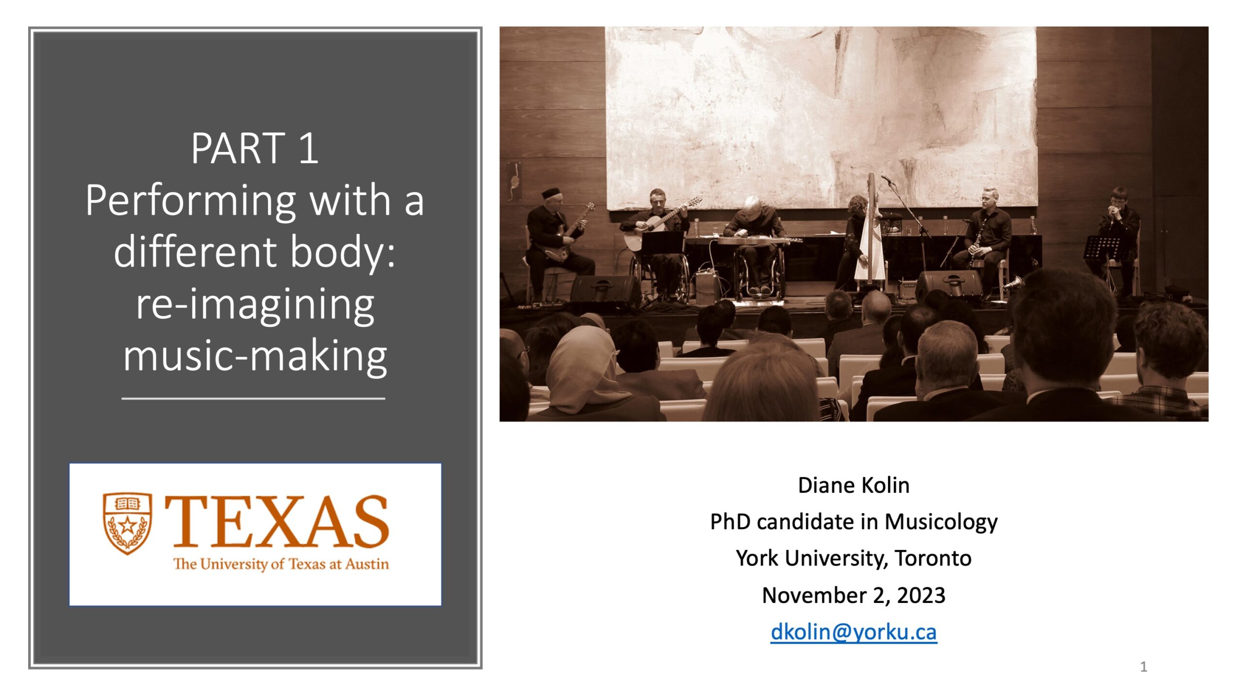 Title Slide of the presentation at University of Texas at Austin