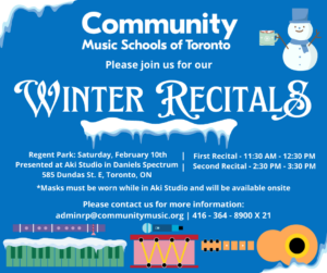 Community Music Schools of Toronto Winter recital February 2024