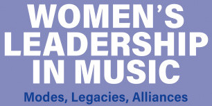 Women's Leadership in Music written in white on a purple background